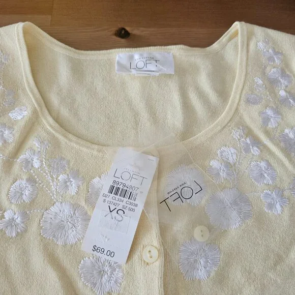 LOFT - Women's Round Neck 3/4 Sleeve Button Down Cardigan Sweaters Size XS - Picture 8 of 12